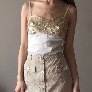 3.1 Phillip Lim 100% silk champagne sequined cami